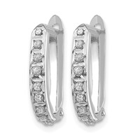 14K White Gold Diamond Fascination Diamond Dust Accent 2x 16mm Oval Hinged Hoop Earrings view 2