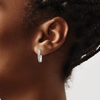 14K White Gold Diamond Fascination Diamond Dust Accent 2x 16mm Oval Hinged Hoop Earrings view 3