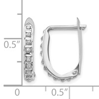 14K White Gold Diamond Fascination Diamond Dust Accent 2x 16mm Oval Hinged Hoop Earrings view 4