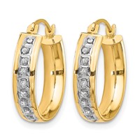 14K Yellow Gold Diamond Fascination Diamond Dust Accent 5x 18mm Round Hoop Earrings view 2