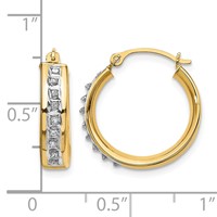 14K Yellow Gold Diamond Fascination Diamond Dust Accent 5x 18mm Round Hoop Earrings view 4