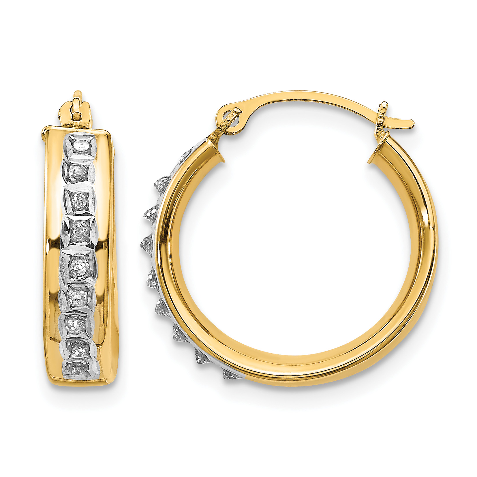 14k Diamond Fascination Round Hoop Earrings (DF143)