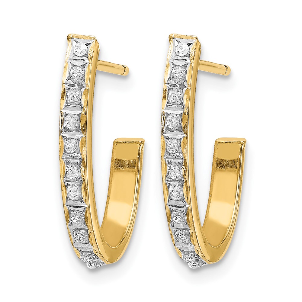 14k Diamond Fascination Post J Hoop Earrings (DF144)