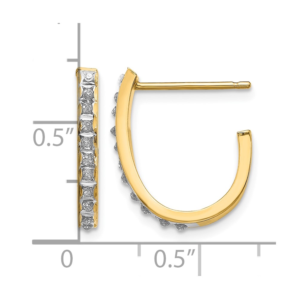 14k Diamond Fascination Post J Hoop Earrings (DF144)
