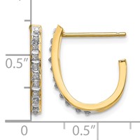 14K Yellow Gold Diamond Fascination Diamond Dust Accent J-Hoop Post Earrings view 4