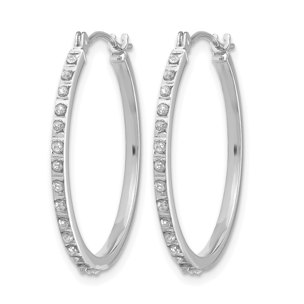 14k White Gold Diamond Fascination Round Hinged Hoop Earrings (DF145)