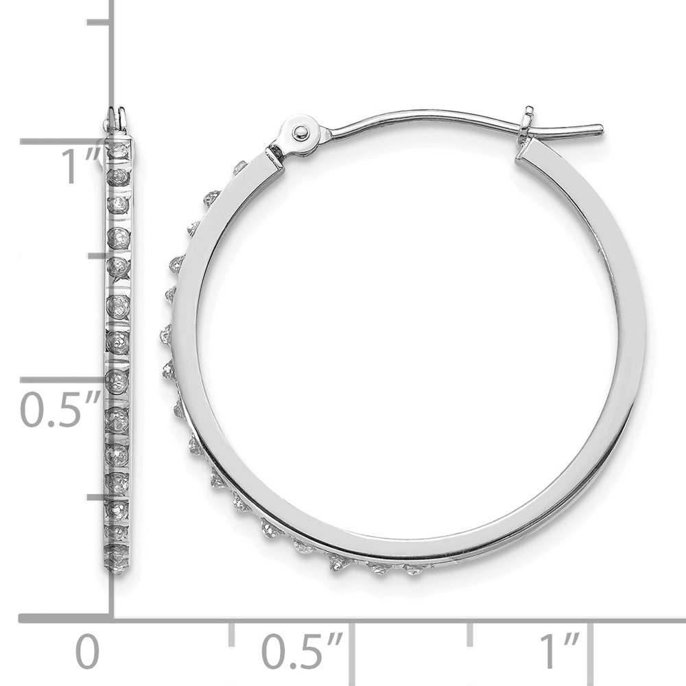 14k White Gold Diamond Fascination Round Hinged Hoop Earrings (DF145)
