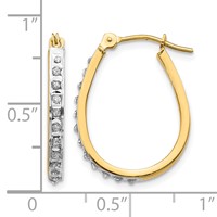 14K and White Rhodium Diamond Fascination Diamond Dust Accent 2x 18mm Oval Hoop Earrings view 4