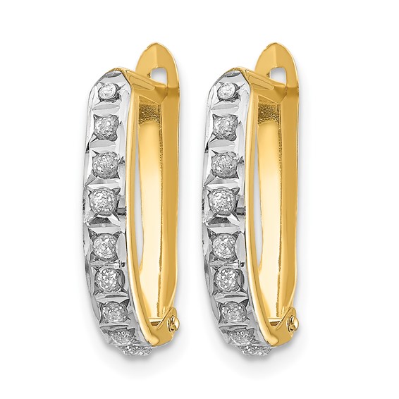 Gold Diamond Fascination Hinged Hoop Earrings