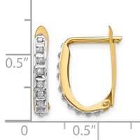 14K Yellow Gold Diamond Fascination Diamond Dust Accent 2x 16mm Oval Hinged Hoop Earrings view 4