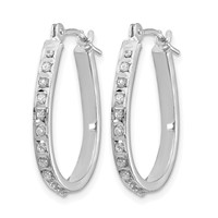 14K White Gold Diamond Fascination Daimond Dust Accent 2x 18mm Oval Hoop Earrings view 2