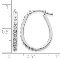 14K White Gold Diamond Fascination Daimond Dust Accent 2x 18mm Oval Hoop Earrings view 4
