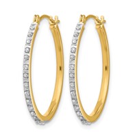 14K Yellow Gold Diamond Fascination Diamond Dust Accent 2x 26mm Round Hoop Earrings view 2