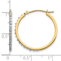 14K Yellow Gold Diamond Fascination Diamond Dust Accent 2x 26mm Round Hoop Earrings view 4