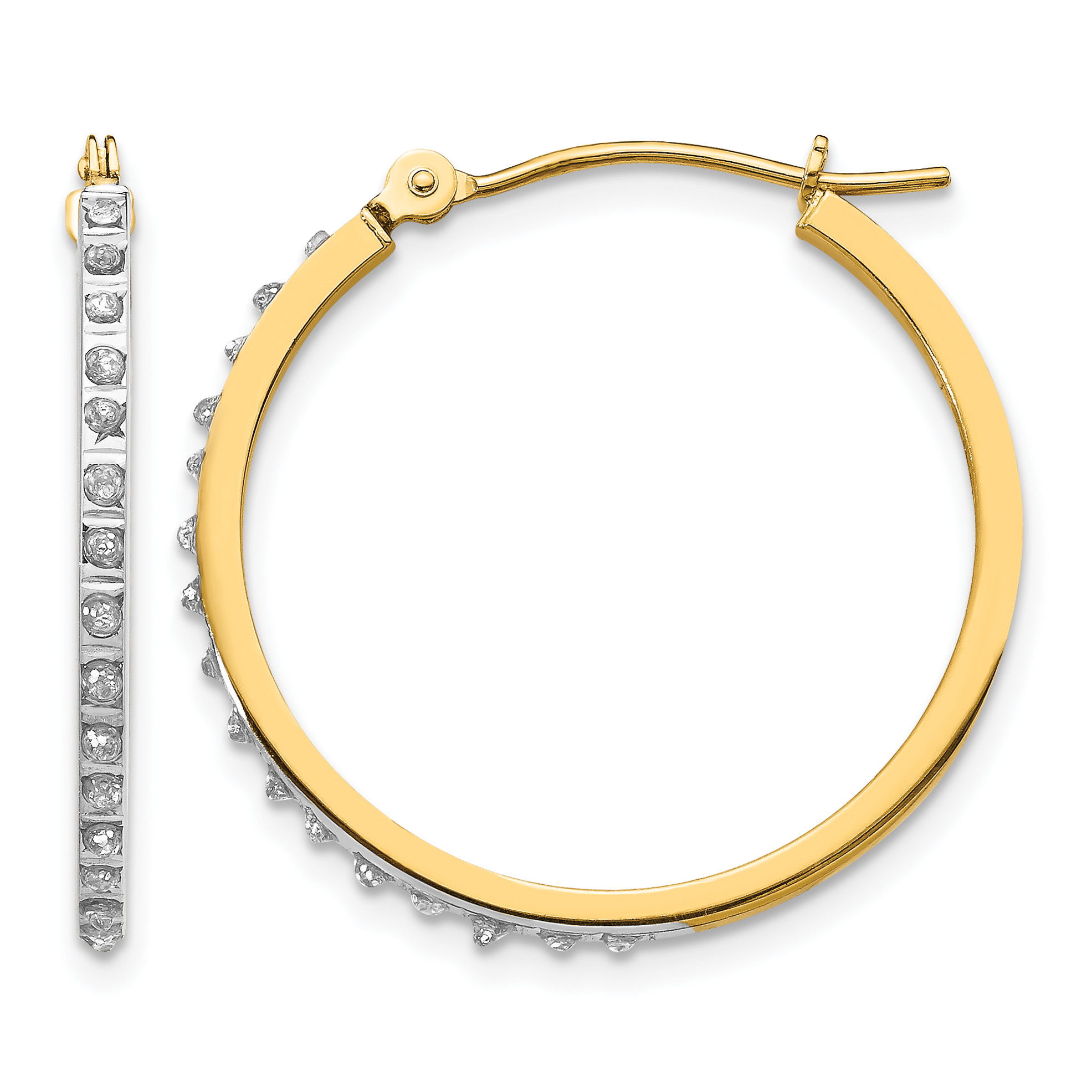 14k Diamond Fascination Round Hinged Hoop Earrings (DF149)
