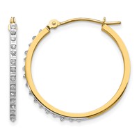 14K Yellow Gold Diamond Fascination Diamond Dust Accent 2x 26mm Round Hoop Earrings view 1