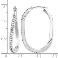 14K White Gold Diamond Fascination Diamond Dust Accent 3x 40mm Oval Twist Hoop Earrings view 4