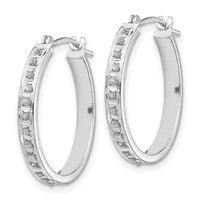 14K White Gold Diamond Fascination Diamond Dust Accent 3x 21mm Round Hoop Earrings view 2