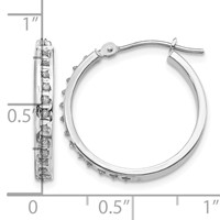 14K White Gold Diamond Fascination Diamond Dust Accent 3x 21mm Round Hoop Earrings view 4