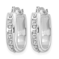 14K White Gold Diamond Fascination Diamond Dust Accent 4x 16mm Oval Hoop Earrings view 2
