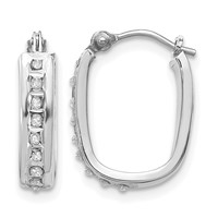 14K White Gold Diamond Fascination Diamond Dust Accent 4x 16mm Oval Hoop Earrings view 1