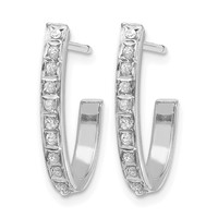 14K White Gold Diamond Fascination Diamond Dust Accent J-Hoop Post Earrings view 2