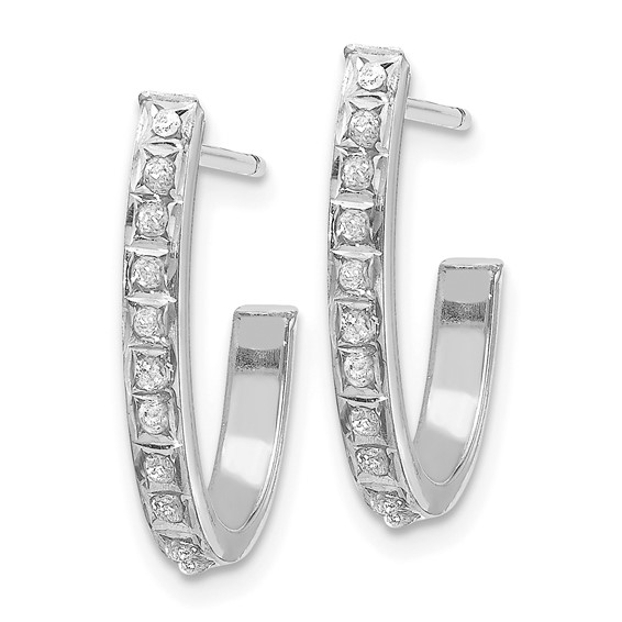 Gold Diamond Fascination Post J Hoop Earrings