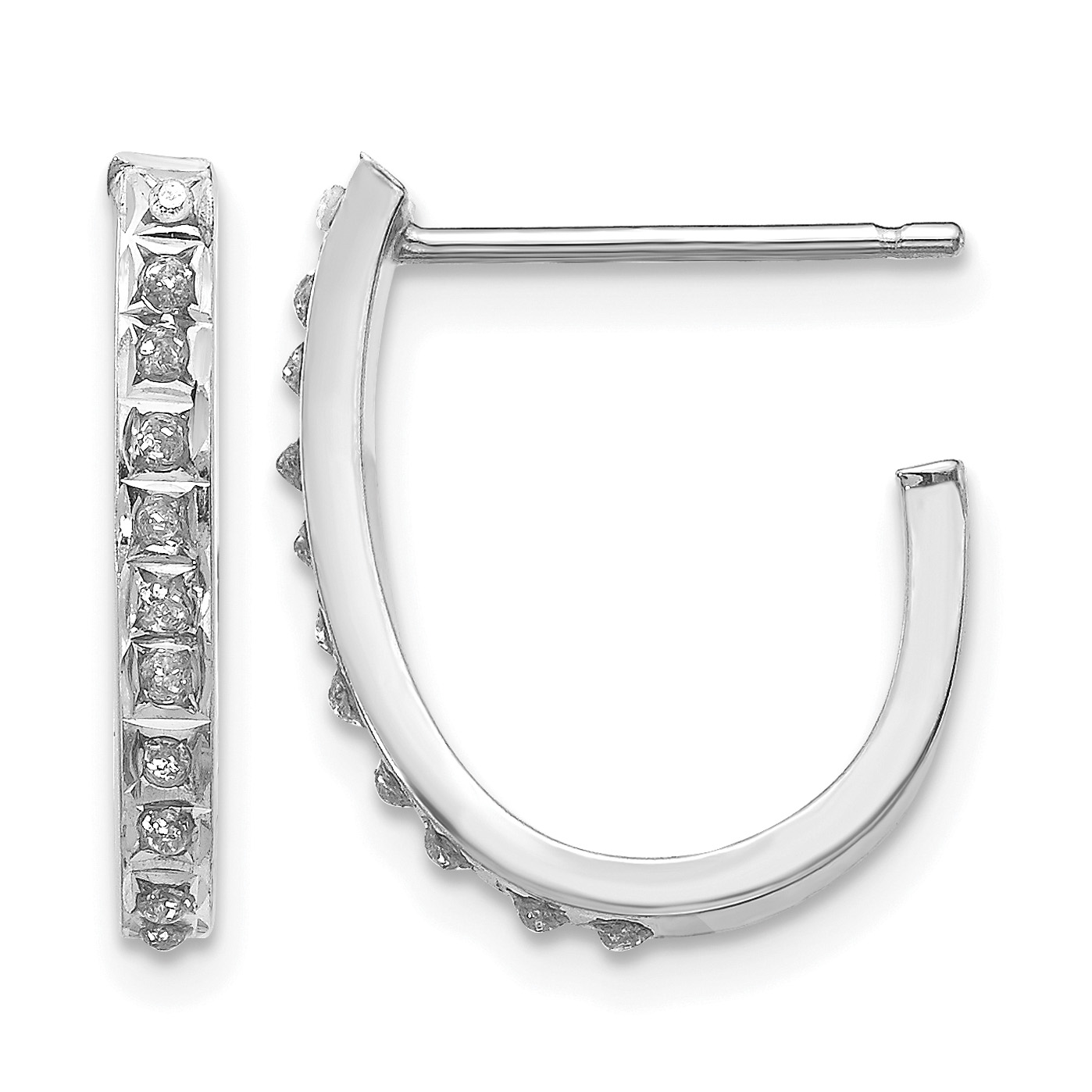 14k White Gold Diamond Fascination Hoop Earrings (DF160)