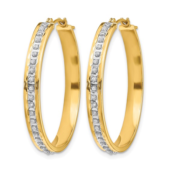 14k Diamond Fascination Diamond Dust/Accent 4x31mm Round Hoop Earrings