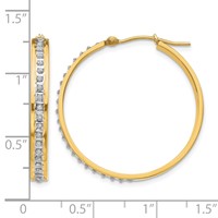 14K Yellow Gold Diamond Fascination Diamond Dust Accent 4x 31mm Round Hoop Earrings view 4
