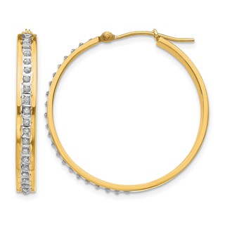 14k Diamond Fascination Diamond Dust/Accent 4x31mm Round Hoop Earrings