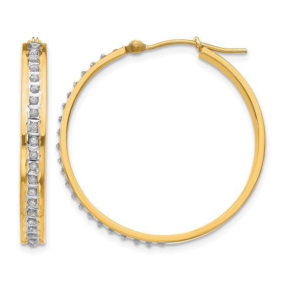 14k Diamond Fascination Diamond Dust/Accent 4x31mm Round Hoop Earrings