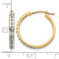 14K Diamond Fascination Diamond Dust Accent 3x21mm Round Hinged Hoop Earrings view 4