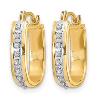 14K Yellow Gold Diamond Fascination Diamond Dust Accent 4x 16mm Oval Hoop Earrings view 2