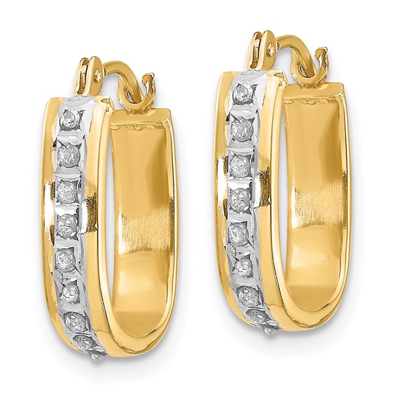 Gold Diamond Fascination Squared Hoop Earrings