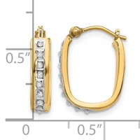 14K Yellow Gold Diamond Fascination Diamond Dust Accent 4x 16mm Oval Hoop Earrings view 4
