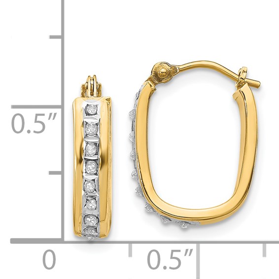 Gold Diamond Fascination Squared Hoop Earrings