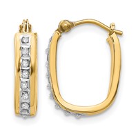 14K Yellow Gold Diamond Fascination Diamond Dust Accent 4x 16mm Oval Hoop Earrings view 1