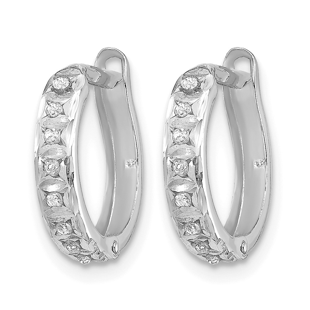 14k White Gold Diamond Fascination Round Hinged Hoop Earrings (DF169)