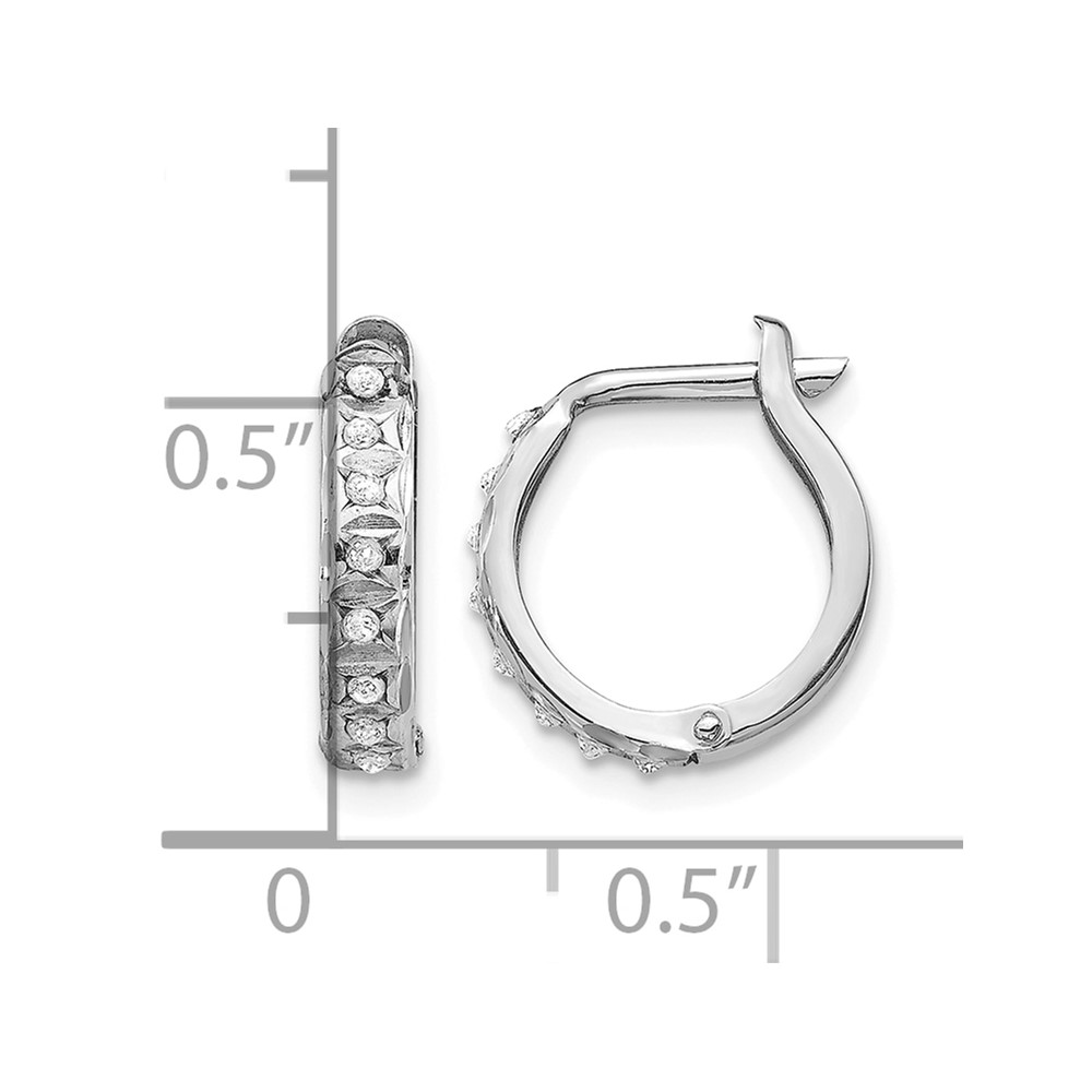 14k White Gold Diamond Fascination Round Hinged Hoop Earrings (DF169)