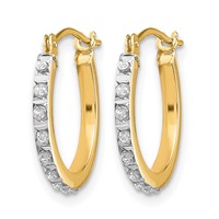 14K Yellow Gold Diamond Fascination Diamond Dust Accent 1x 15mm Round Hoop Earrings view 2
