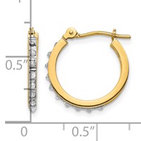 14K Yellow Gold Diamond Fascination Diamond Dust Accent 1x 15mm Round Hoop Earrings view 4