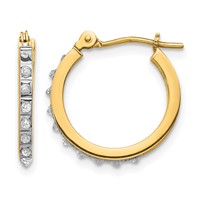 14K Yellow Gold Diamond Fascination Diamond Dust Accent 1x 15mm Round Hoop Earrings view 1