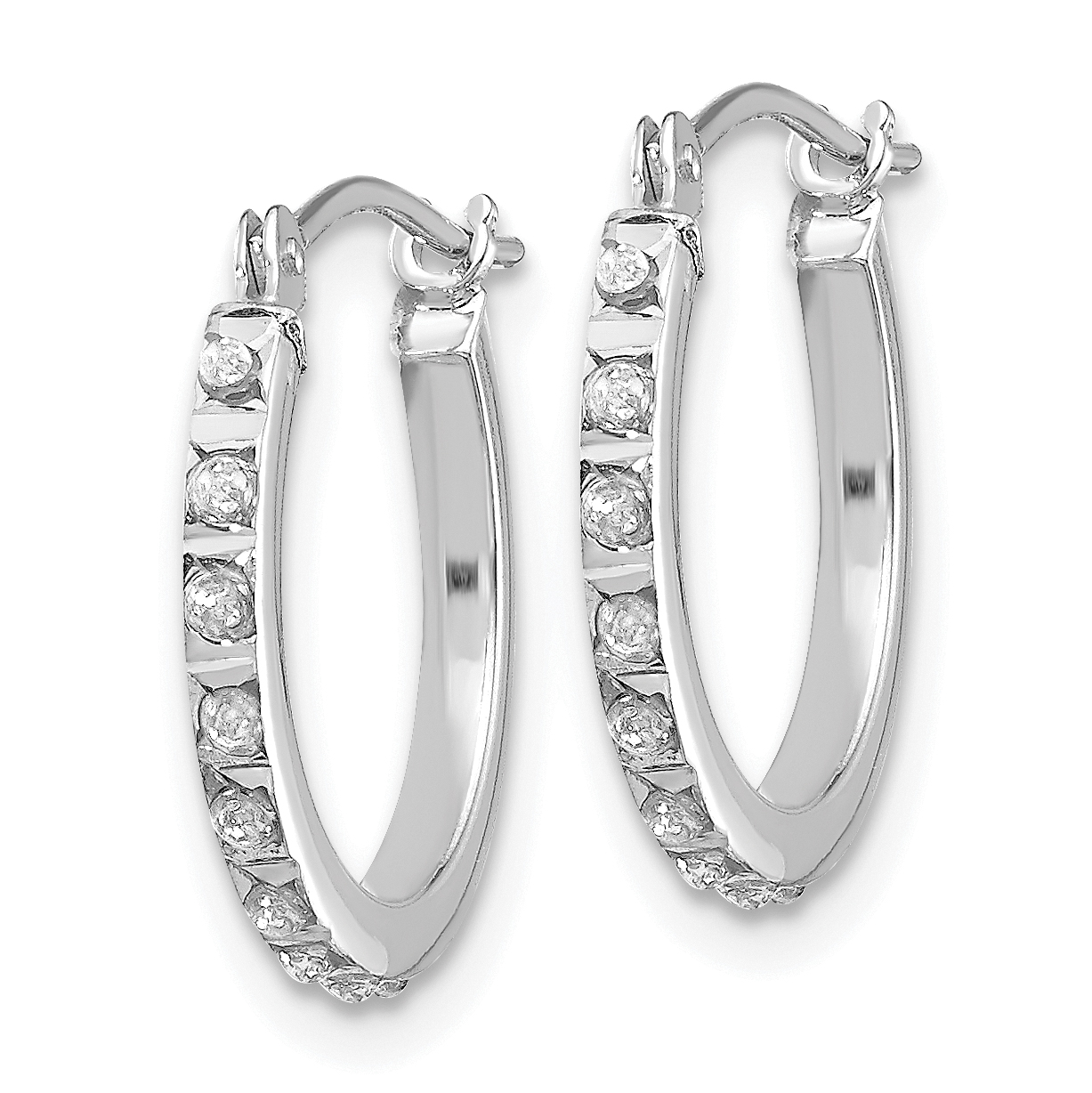 14k 14kt White Gold Diamond Fascination Hinged Hoop Earrings 15mm X 1mm ...