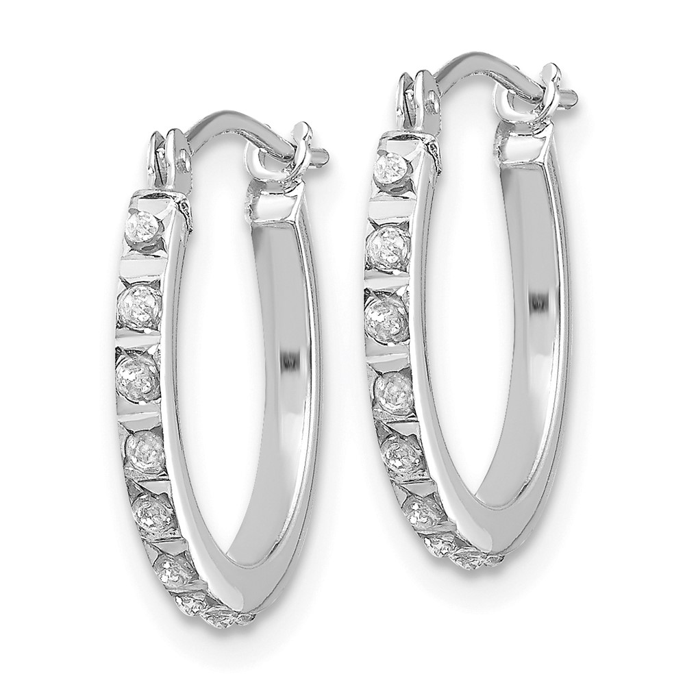 14k 14kt White Gold Diamond Fascination Hinged Hoop Earrings 15mm X 1mm