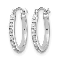 14K White Gold Diamond Fascination Diamond Dust Accent 1x 15mm Round Hoop Earrings view 2