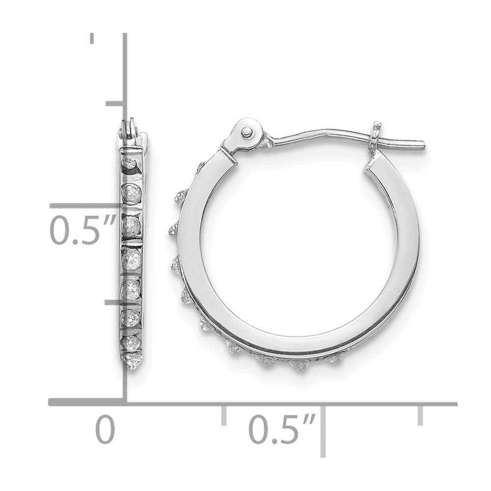 14k White Gold Diamond Fascination Hinged Hoop Earrings (DF176)