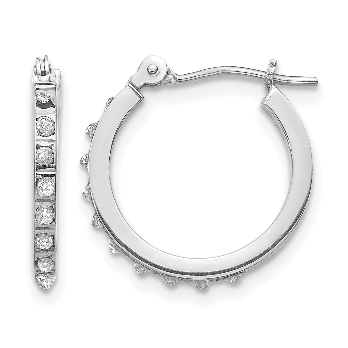 14k White Gold Diamond Fascination Hinged Hoop Earrings (DF176)