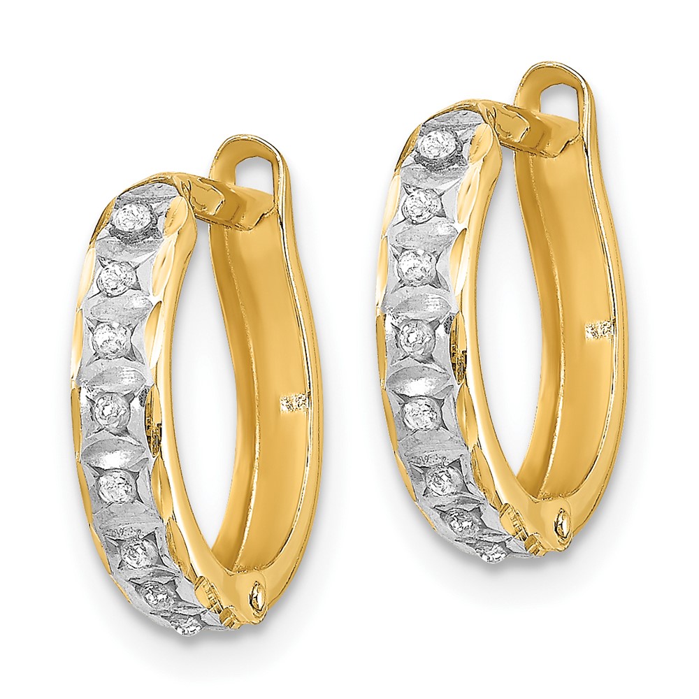 14k 14kt Yellow Gold Diamond Fascination Round Hinged Hoop Earrings 13 ...