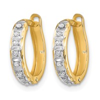 14K Diamond Fascination Diamond Dust Accent 2x13mm Round Hinged Hoop Earrings view 2